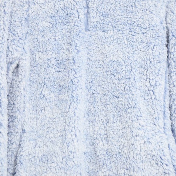 NEW Light Blue Fluffy Cloud Fleece Quarter Zip Pullover Sherpa Jacket | Size M - Picture 10 of 12